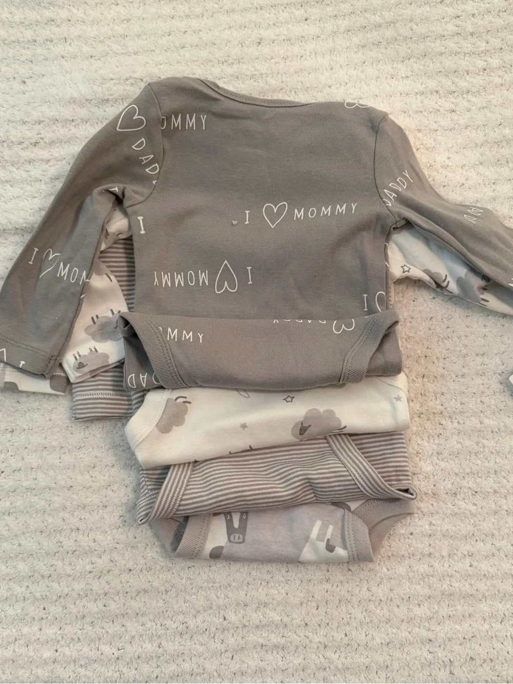 Carter's Gray & White 4-Pack Long-Sleeve Bodysuits size 6 mo